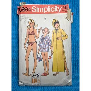 Simplicity 6994 Sewing pattern Bikini swim suit hooded caftan coverup size 10